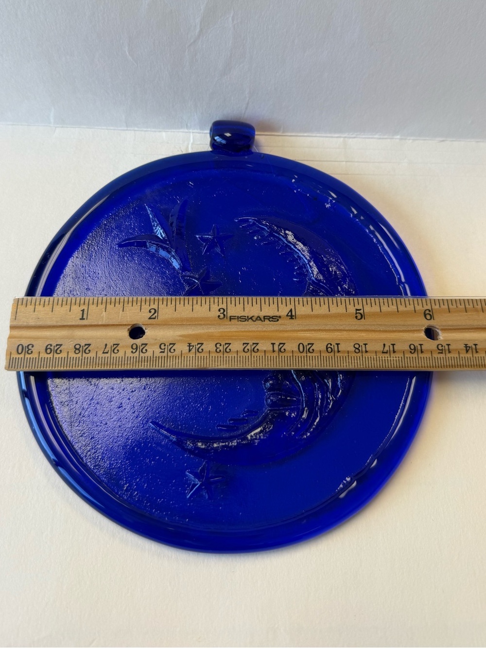 Cobalt Glass Blue Moon & Stars Celestial Large 6” Sun Catcher. - Picture 12 of 13